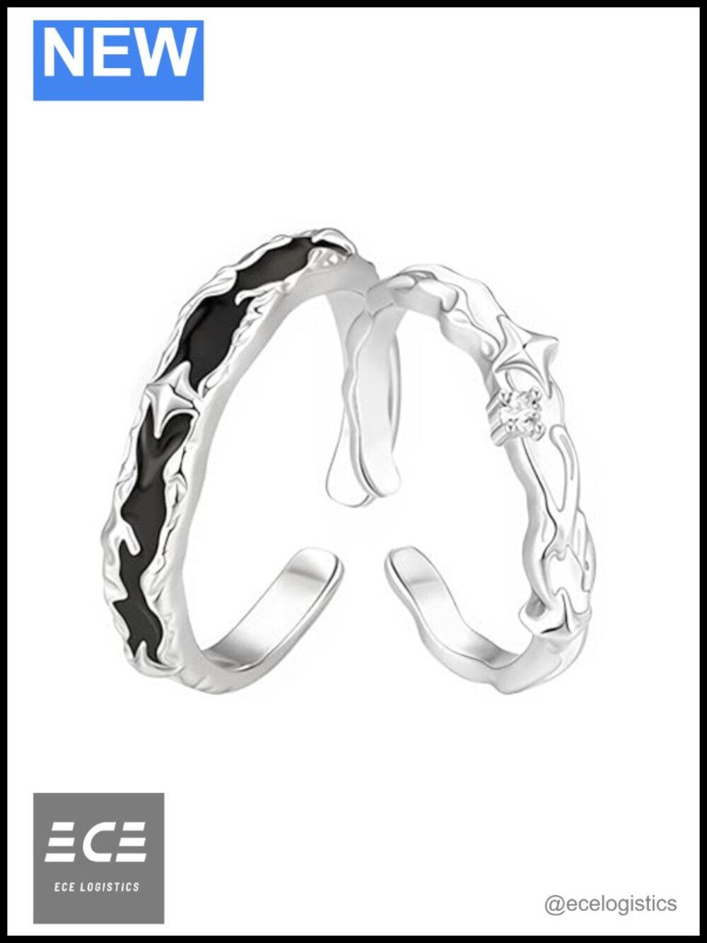925 Sterling Silver Couples Promise Rings Set Adjustable Wedding Engagement Gift